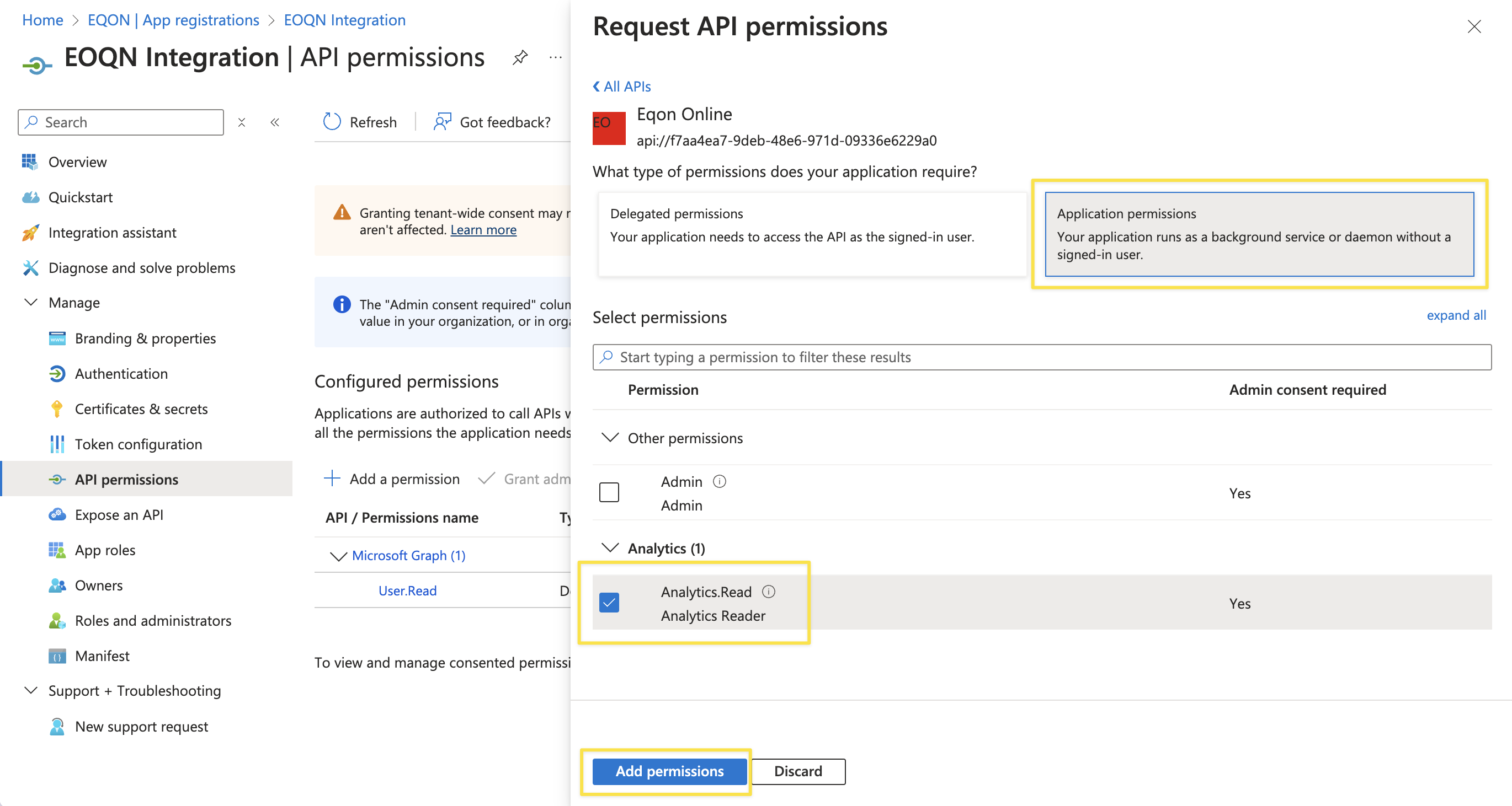 add integration permission