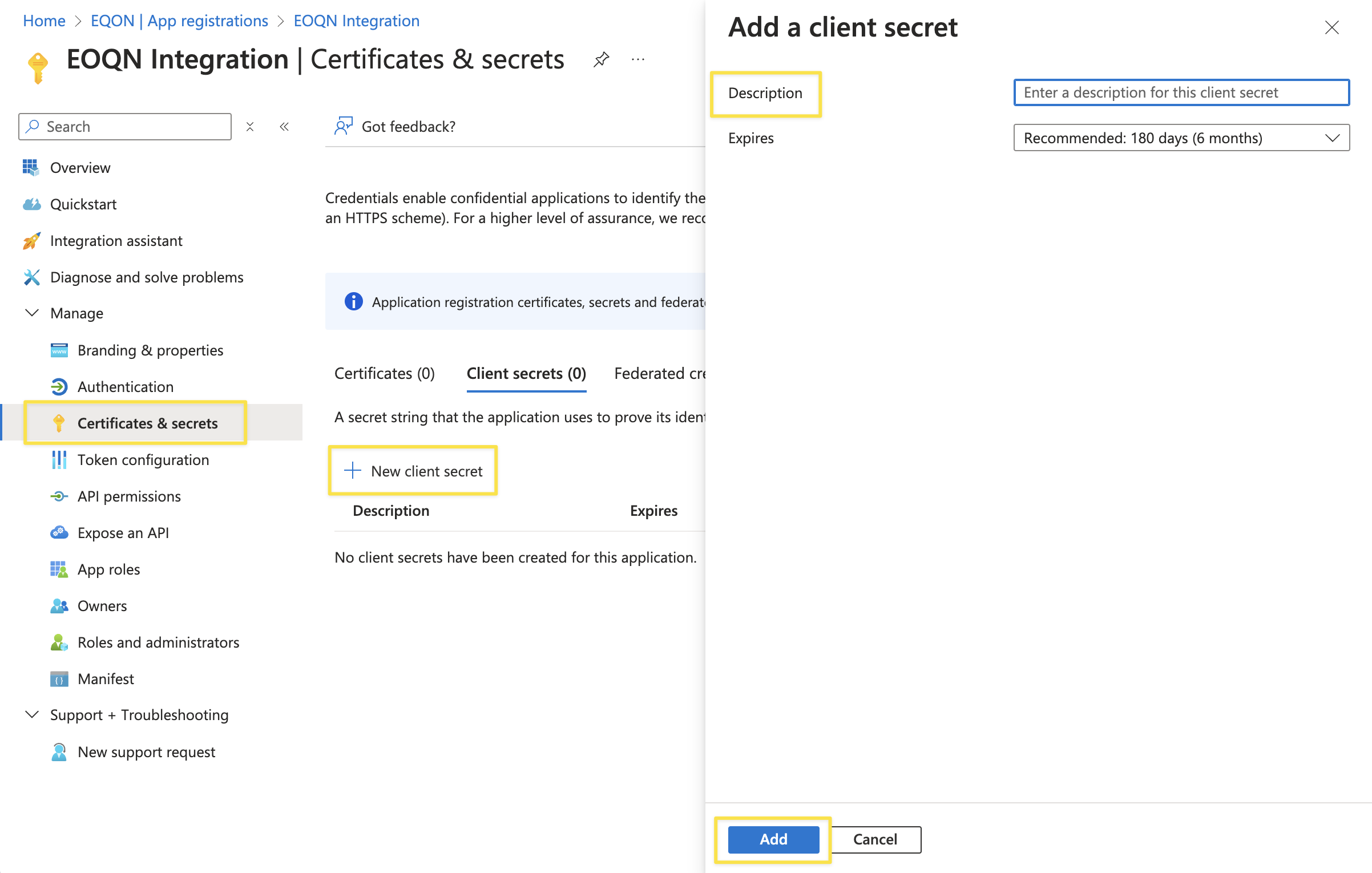 new client secret